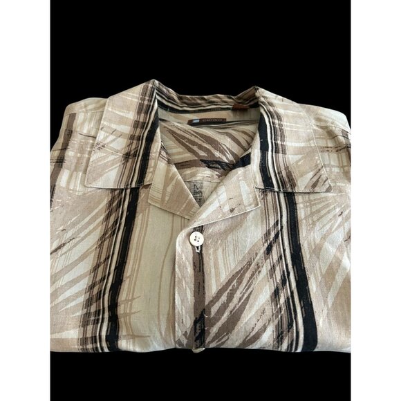 Centro Men's Linen Short Sleeve Casual Button Down Shirt Size XL Bamboo Tropical - Picture 3 of 9